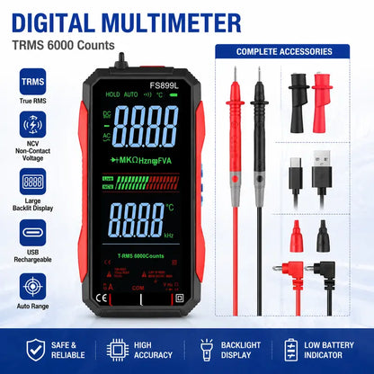 Smart USB Rechargeable 6000-Count True RMS Digital Multimeter