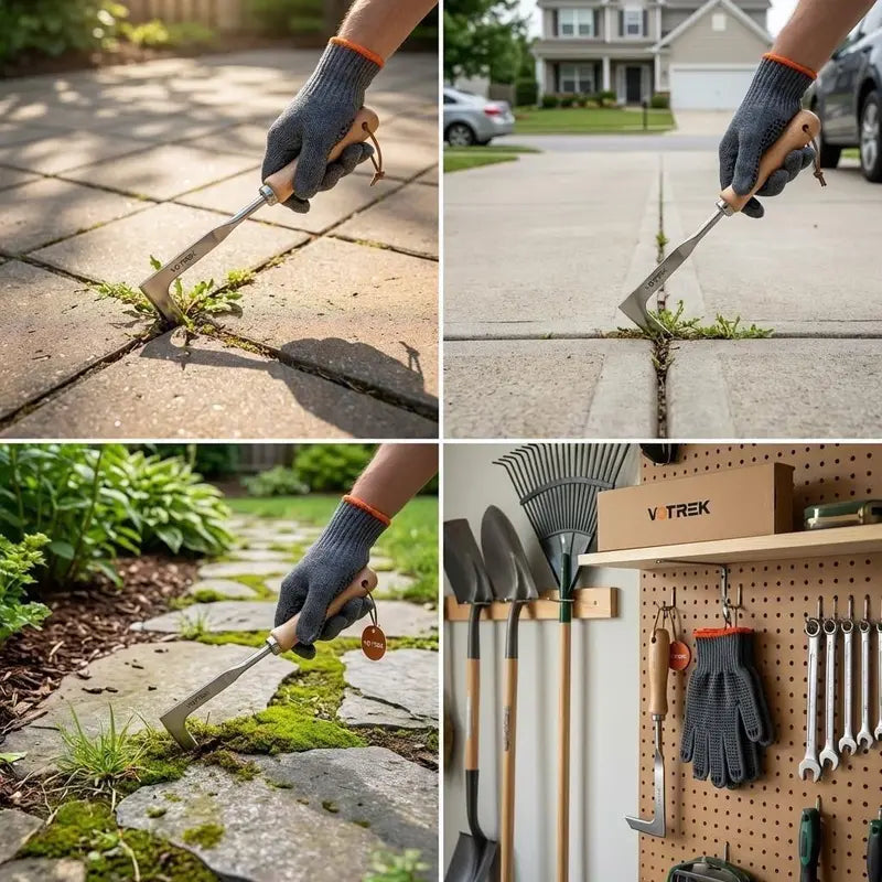 Professional 3-Edge Stainless Steel Crevice Weeder for Effortless Crack & Patio Weeding