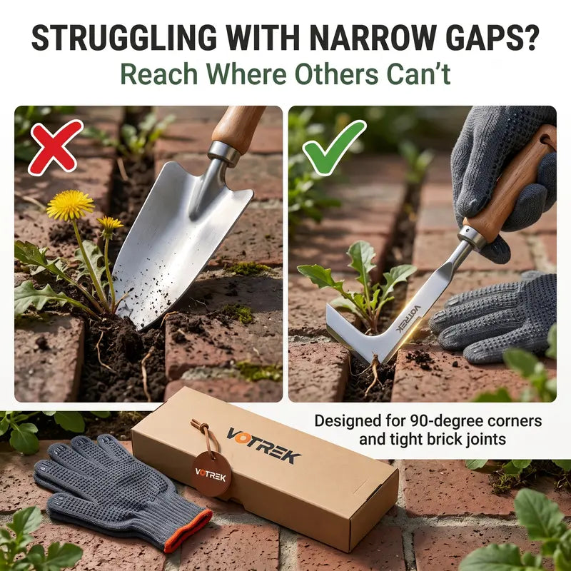 Professional 3-Edge Stainless Steel Crevice Weeder for Effortless Crack & Patio Weeding