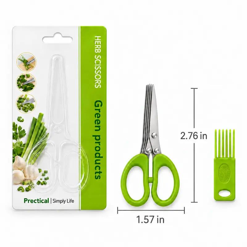 5-Blade Stainless Steel Herb & Scallion Shears for Instant Prep | Buy 1 Get 1 Free