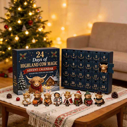 24 Days Highland Cow Christmas Advent Calendar - Build Your Own Holiday Herd