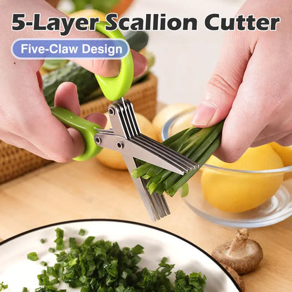 5-Blade Stainless Steel Herb & Scallion Shears for Instant Prep | Buy 1 Get 1 Free