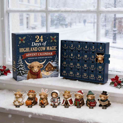 24 Days Highland Cow Christmas Advent Calendar - Build Your Own Holiday Herd