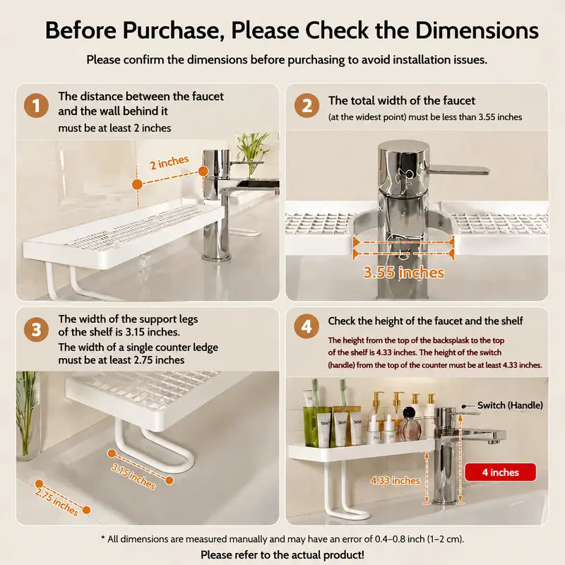 Over-Faucet Bathroom Sink Organizer Shelf