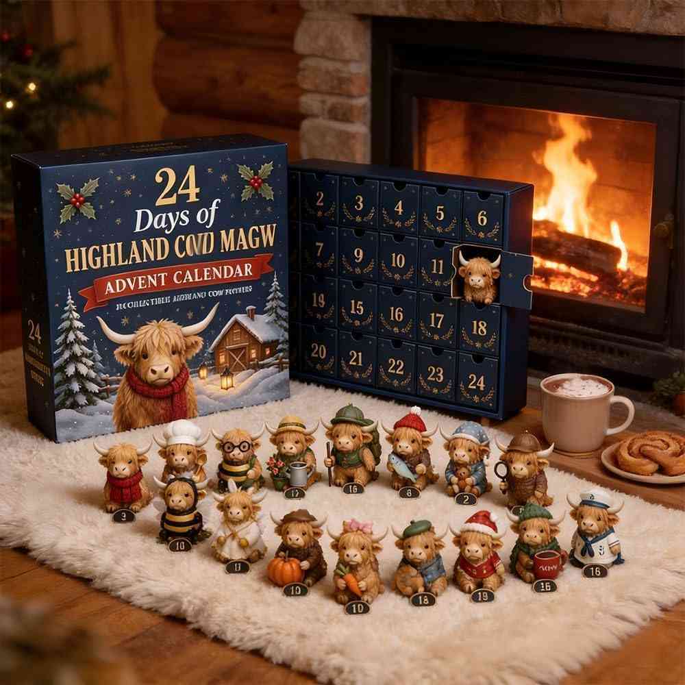 24 Days Highland Cow Christmas Advent Calendar - Build Your Own Holiday Herd