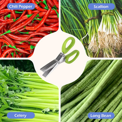 5-Blade Stainless Steel Herb & Scallion Shears for Instant Prep | Buy 1 Get 1 Free