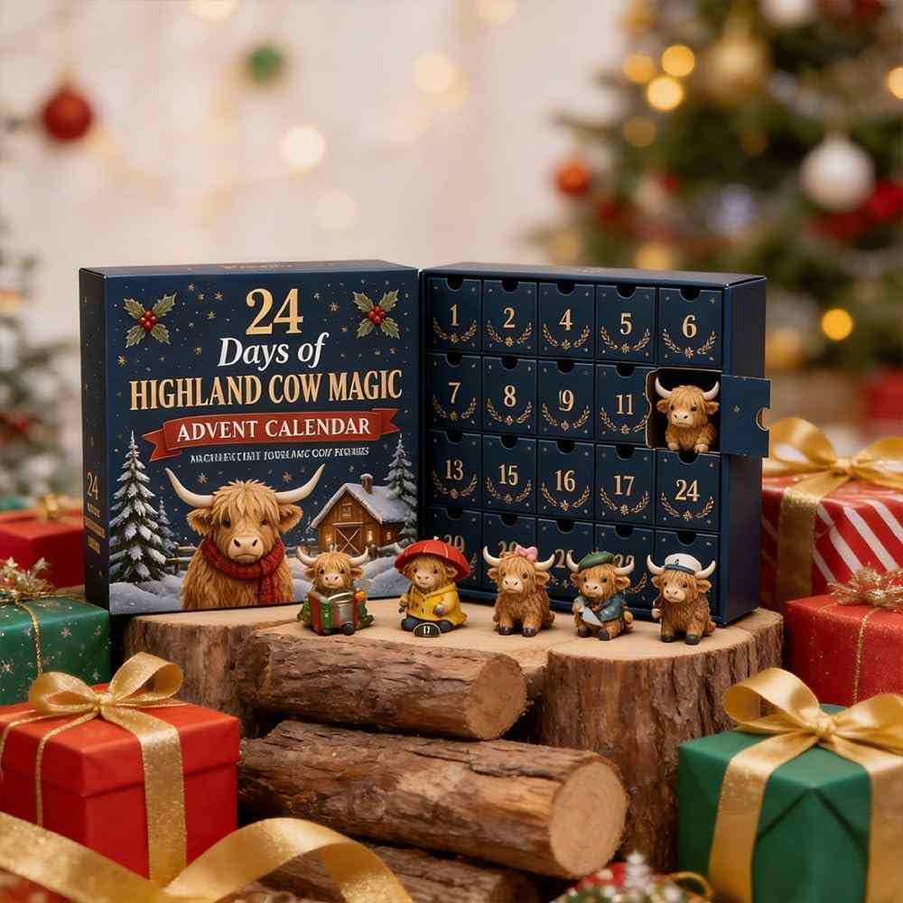 24 Days Highland Cow Christmas Advent Calendar - Build Your Own Holiday Herd