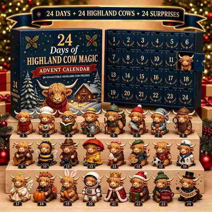 24 Days Highland Cow Christmas Advent Calendar - Build Your Own Holiday Herd