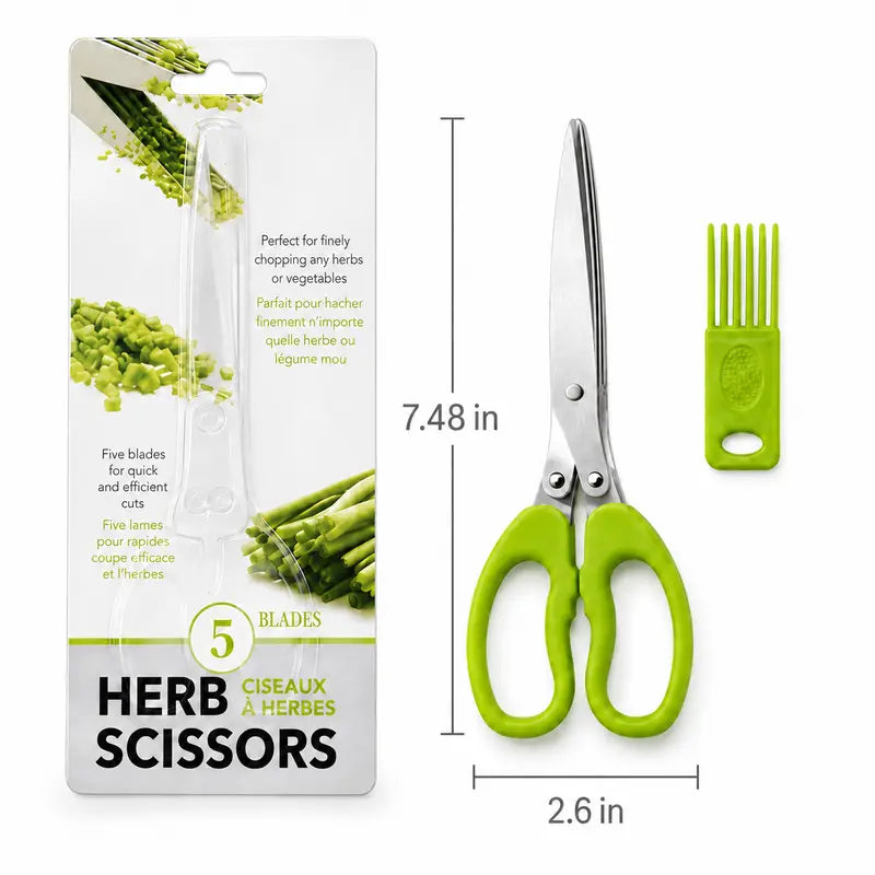 5-Blade Stainless Steel Herb & Scallion Shears for Instant Prep | Buy 1 Get 1 Free