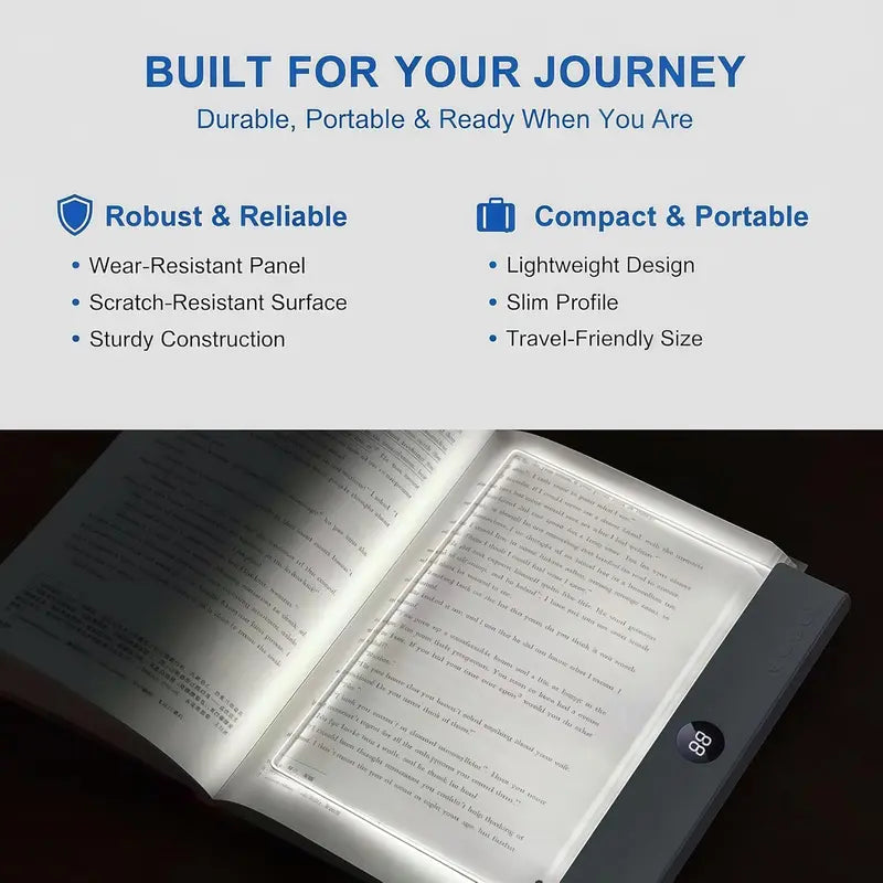 Full Page Transparent LED Reading Light – No Glare, Zero Partner Disturbance