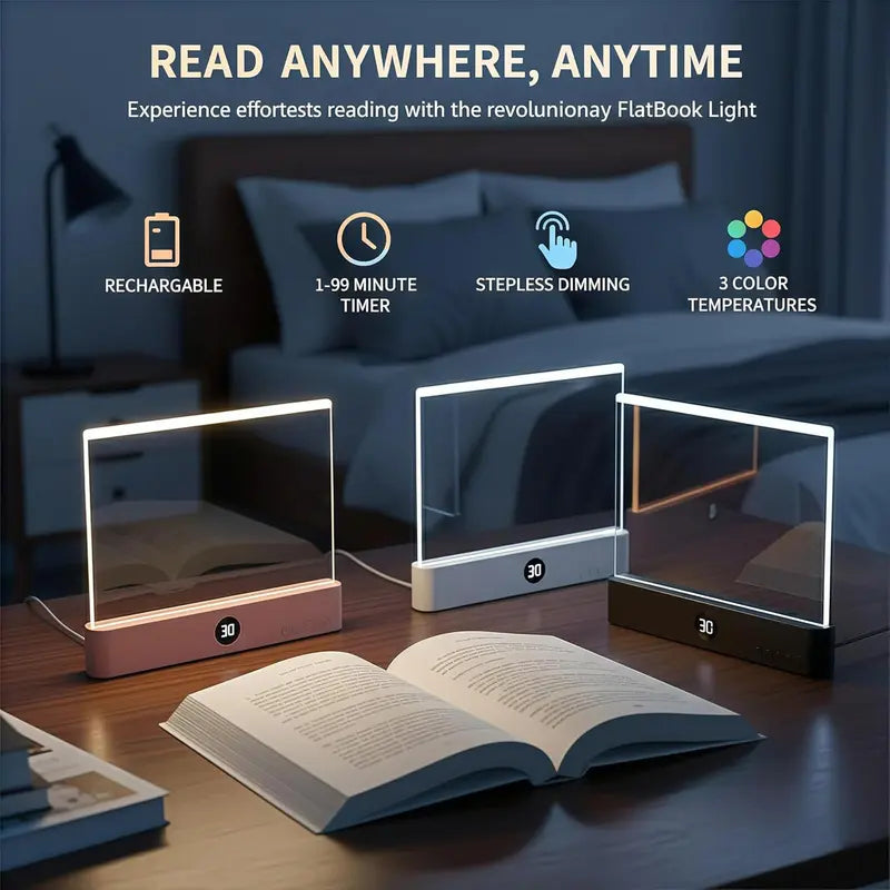 Full Page Transparent LED Reading Light – No Glare, Zero Partner Disturbance